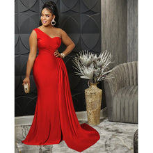 Load image into Gallery viewer, Solid Color Party Tight One Shoulder Sleeve Dress Maxi Dress Women