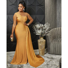 Load image into Gallery viewer, Solid Color Party Tight One Shoulder Sleeve Dress Maxi Dress Women