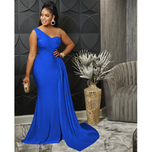 Load image into Gallery viewer, Solid Color Party Tight One Shoulder Sleeve Dress Maxi Dress Women