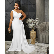 Load image into Gallery viewer, Solid Color Party Tight One Shoulder Sleeve Dress Maxi Dress Women
