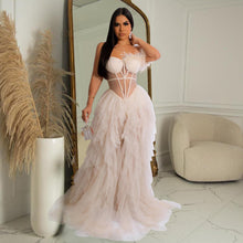 Load image into Gallery viewer, Women Wear Solid Color Sleeveless Corset Mesh Maxi Dress Dress