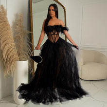 Load image into Gallery viewer, Women Wear Solid Color Sleeveless Corset Mesh Maxi Dress Dress