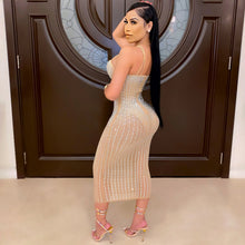 Load image into Gallery viewer, Women Wear Party Nightclub Mesh See through Rhinestone Diamond Strap Dress