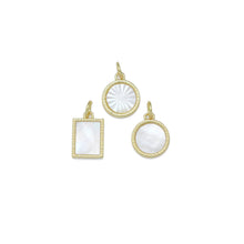 Load image into Gallery viewer, Mop Mother of Pearl Gold Coin Square Pendant Charm,Sku#LX597