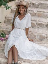 Load image into Gallery viewer, Mixed Elegant Princess French Royal Pure White Waist Drawstring Slimming Nightdress Dress