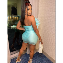 Load image into Gallery viewer, Summer Women Clothing Sexy Feather Mesh Drilling Chest Wrapped Dress Women