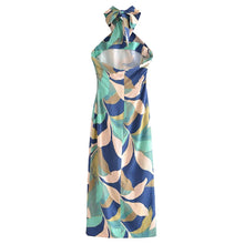 Load image into Gallery viewer, Summer Women Clothing Linen Blended Printed Midi Dress Dress