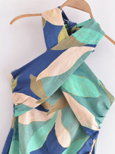 Load image into Gallery viewer, Summer Women Clothing Linen Blended Printed Midi Dress Dress