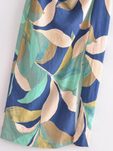 Load image into Gallery viewer, Summer Women Clothing Linen Blended Printed Midi Dress Dress