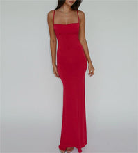 Load image into Gallery viewer, Spring Summer Women Clothing Sexy Slim Fit Backless Strap Solid Color Dress for Women