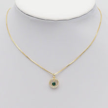 Load image into Gallery viewer, Green CZ Pendant Gold Round Ring Charm, Sku#ZX156