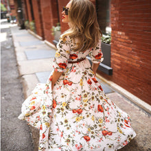 Load image into Gallery viewer, Spring Autumn Dress Printed Large Swing Elegant Chiffon Floral Slim Fitting Dress