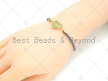 Load image into Gallery viewer, CZ Micro Pave Love Word On Heart Shape Connector, Cubic Zirconia Heart Connector Beads, 18K Gold Bracelet Connector, 14x19mm, Sku#LK314