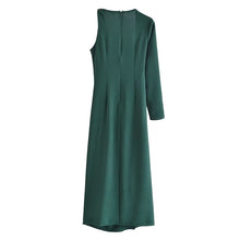 Load image into Gallery viewer, Women Elegant Tint Metal Ornament Asymmetric Dress