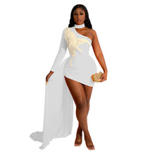 Load image into Gallery viewer, Women Wear Fall Sexy Off the Shoulder Fitted Waist Dress Women