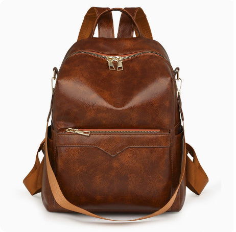 Women's Large Capacity Backpack - Waterproof PU Leather Commuter Backpack with Multiple Pockets