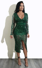 Load image into Gallery viewer, Sexy Deep V Plunge Plunge Split Sequin Long Sleeve Dress Nightclub
