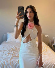 Load image into Gallery viewer, Dress Sexy Floral Stitched Backless Halter Strap Hip