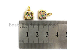 Load image into Gallery viewer, Small CZ Colorful Micro Pave Purse With Two Face Pendant, Purse Lock Shaped Pave Pendant, Gold plated, 10x11mm, Sku#F724