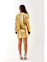 Load image into Gallery viewer, Metallic Coated Fabric Women Sexy Long Sleeve Dress Laser Color Matching Dress Runway Women Clothing No Belt