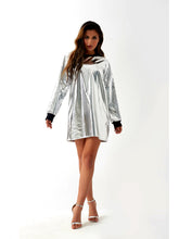 Load image into Gallery viewer, Metallic Coated Fabric Women Sexy Long Sleeve Dress Laser Color Matching Dress Runway Women Clothing No Belt