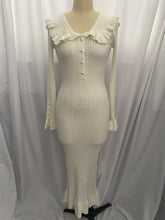 Load image into Gallery viewer, Ruffled Dress Knitted Dress Autumn Winter Sweater Dress Retro Lady French Dress