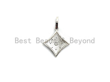 Load image into Gallery viewer, 20mm/40mm CZ Micro Pave Dual Color Quatrefoil Flower Diamond Shape Pendant,Cubic Zirconia Gold/Rose Gold/Silver/Black Focal Pendant,sku#F624