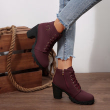 Load image into Gallery viewer, Women's Cross-Tie Chunky-Heel Ankle Boots | Block Heel Lace-Up Booties