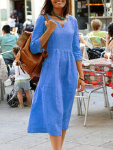 Load image into Gallery viewer, Women Clothing Autumn Winter Loose Half Length Sleeve Dress