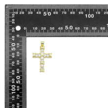 Load image into Gallery viewer, Gold Silver Clear CZ Cross Shape Pendant, Sku#LX441