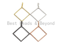 Load image into Gallery viewer, CZ Clear/Black Micro Pave Hollow Out Diamond Shape Pendant, CZ Pave Pendant, Gold/Rose Gold/Silver/Gunmetal, 43x46mm, Sku#F790