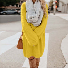 Load image into Gallery viewer, Autumn Winter Women Clothes Mid Length Long Sleeve Round Neck Loose Plush Dress