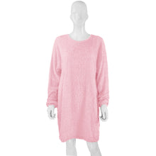 Load image into Gallery viewer, Autumn Winter Women Clothes Mid Length Long Sleeve Round Neck Loose Plush Dress