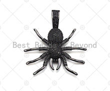 Load image into Gallery viewer, CZ Micro Pave Spider Shaped Pendant/Charm, Cubic Zirconia Pendant Charm, Focal Spider Charm, Halloween Charm, 40x47mm,Sku#L380