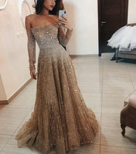 Load image into Gallery viewer, Long Autumn Winter Shiny off Shoulder Long Sleeve Tube Top Dress