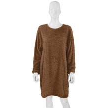 Load image into Gallery viewer, Autumn Winter Women Clothes Mid Length Long Sleeve Round Neck Loose Plush Dress