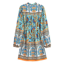 Load image into Gallery viewer, Winter Graceful Fashionable round Neck Long Sleeve Belt Printed Shirt Dress for Women