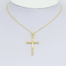 Load image into Gallery viewer, Gold Silver Clear CZ Cross Charm Pendant, Sku#LD636