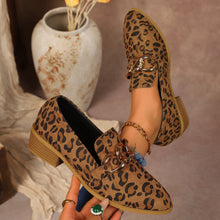 Load image into Gallery viewer, Women's Chunky Heel Suede Pumps – Elegant Metal Chain Pointed Toe Slip-On Shoes