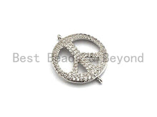 Load image into Gallery viewer, Clear Cz Micro Pave 18x23mm Peace Sign Round Connector, Cubi