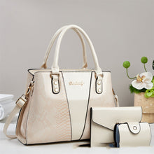 Load image into Gallery viewer, Women's Snakeskin Pattern Tote Handbag Set - 3-Piece Crossbody Shoulder Bag with Wallet
