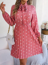Load image into Gallery viewer, Real Shot Spring Summer Polka Dot Self Tie Waist Controlled Long Sleeves Pleated Women Clothing