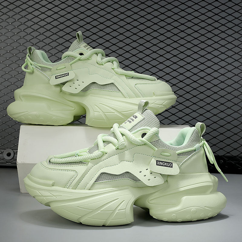 Men's Breathable Height-Enhancing Casual Sneakers - Thick Sole Lace-Up Shoes
