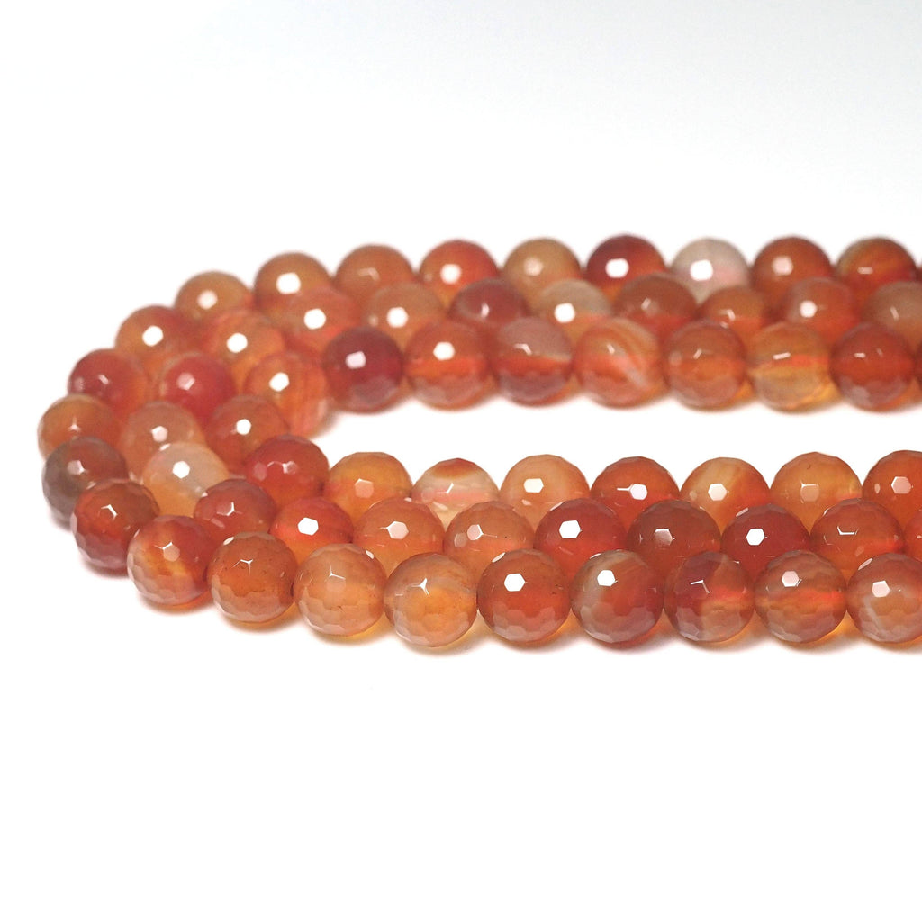 Genuine Red Agate Round Faceted Beads, Sku#U1751