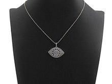 Load image into Gallery viewer, CZ Micro Pave Evil Eye Pendant, Antique Silver Tone, Clear Cubic Zirconia Big Pave Evil Eye Charm Pendant, 33x24sku#F981