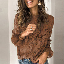Load image into Gallery viewer, Women's Long-Sleeve Hollow Lace Splicing Top