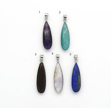 Load image into Gallery viewer, Silver Teardrop Gemstone Charm, Sku#LY24