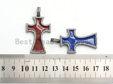 Load image into Gallery viewer, NEW DESIGN Pave CZ Enamel Colorful Oil Drop Cross Pendant, E