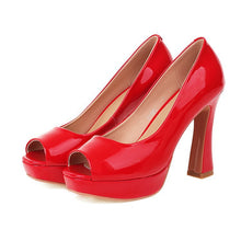 Load image into Gallery viewer, Women's Peep-Toe Stiletto Heels | Classic Solid Color High Heels | Fish-Mouth Slip-On Dress Shoes
