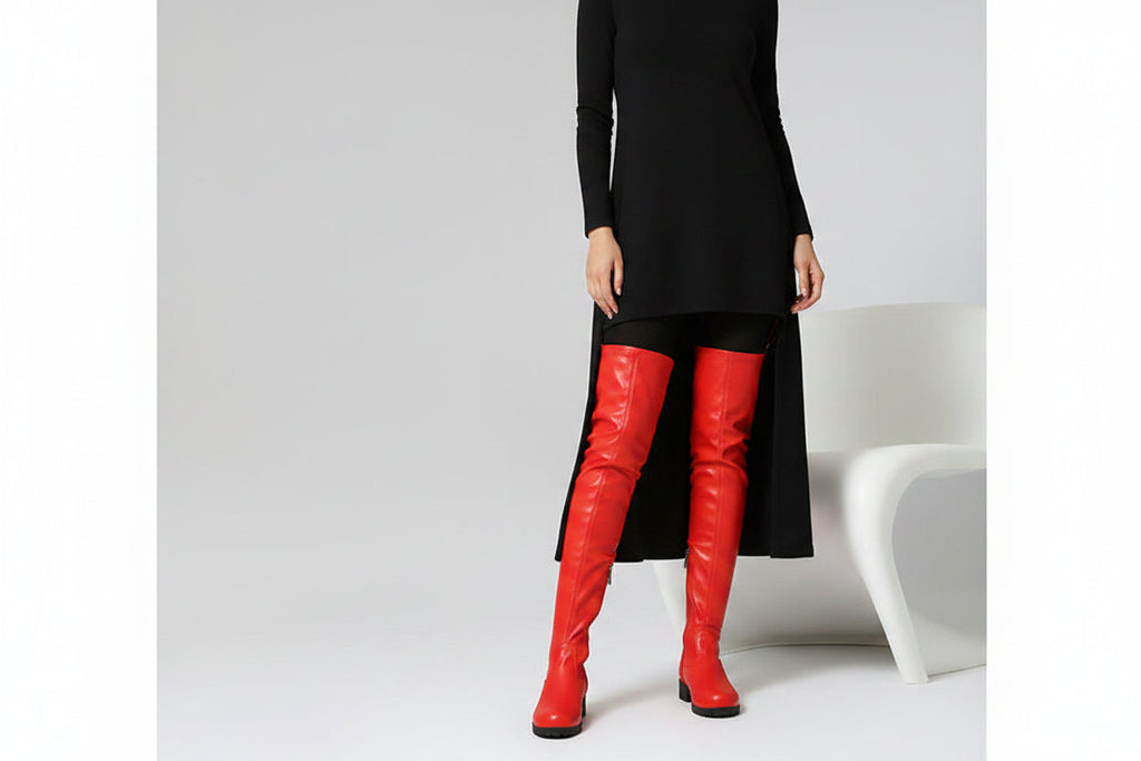 Women's Plus-Size Over-the-Knee Boots | Chunky Heel Side Zipper Nightclub Boots | Sizes 35–48